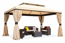 Pabellón de jardín crema con cortinas Valencia 3x6m Garden Point