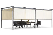 Pérgola de terraza beige con estores enrollables La Palma 3x6 Garden Point