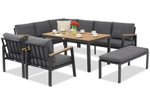Zakintos Comida 7 rinconeras con banco antracita Garden Point