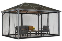 Cenador de jardín Milos 3x4m con mosquitera Garden Point gris