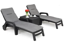 Conjunto de tumbonas de jardín con cojines y mesa Riva duo Bica antracita