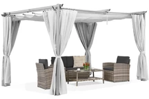 Pérgola blanca La Palma 3x3m con cortinas Garden Point