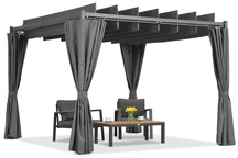 Pérgola de terraza Málaga antracita 3x3m con cortinas Garden Point