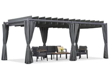 Pérgola de terraza Málaga antracita 3x6m con cortinas Garden Point