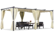 Pérgola de terraza beige con cortinas La Palma 3x6 Garden Point