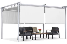 Pérgola de terraza blanca con estores enrollables La Palma 3x4 Garden Point