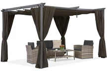 Pérgola para patio La Palma marrón de 3x4m con cortinas Garden Point