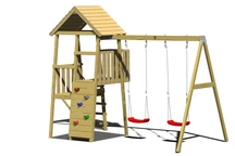 Torre infantil de madera con 2 columpios Julie IV