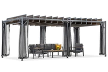 Antracita Paros 3x6m patio pérgola con mosquitera Garden Point
