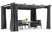 Barbados pérgola de terraza 3x3 m con cortinas Garden Point beige antracita (1)