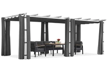 Barbados pérgola de terraza 3x6 m con cortinas Garden Point blanco y antracita