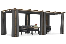 Barbados pérgola de terraza 3x6 m con cortinas de madera-antracita Garden Point