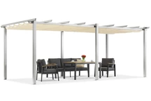 Barbados pérgola terraza 3x6 m Garden Point blanco y beige
