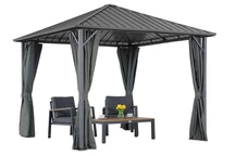 Cenador de jardín Itaka 3x3 con cortinas antracita Garden Point