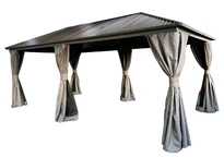 Cenador metálico Sardinia 3x6 con cortinas Garden Point antracita