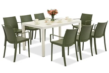 Conjunto de muebles de jardín King/Victoria blanco y verde para 8 personas Bica