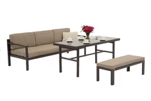 Conjunto de muebles de jardín Porto Apetito Comfort 3 con banco marrón Garden Point