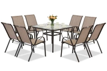 Conjunto de muebles de jardín de metal marrón Módena para 8 personas con mesa cuadrada Garden Point
