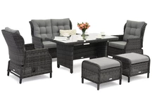 Conjunto de tecnoretán Málaga Apetito 4 antracita con pufs Garden Point