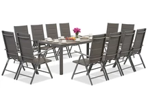 Garden Point muebles de jardín de aluminio gris con gran mesa Polywood Verona para 12 personas