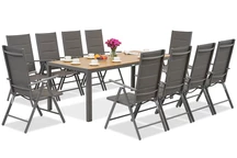 Garden Point muebles de jardín de aluminio gris con gran mesa Verona Wood para 10 personas