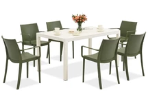 Juego de muebles de jardín King/Victoria blanco y verde para 6 personas Bica