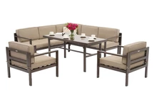 Juego de salón con sofá esquinero para 4 personas Porto Comida 6 marrón Garden Point