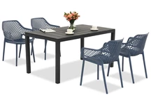 King/Aria conjunto de muebles de jardín azul antracita para 4 personas Bica