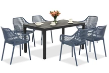 King/Aria conjunto de muebles de jardín azul antracita para 6 personas Bica