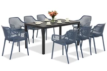 King/Aria conjunto de muebles de jardín azul antracita para 8 personas Bica