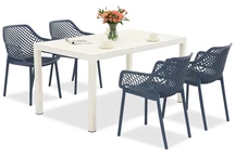 King/Aria conjunto de muebles de jardín blanco y azul para 4 personas Bica