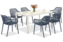 King/Aria conjunto de muebles de jardín blanco y azul para 6 personas Bica
