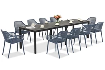 King Double/Aria antracita azul conjunto de muebles de jardín para 10 personas Bica