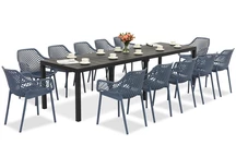 King Double/Aria antracita azul conjunto de muebles de jardín para 12 personas Bica