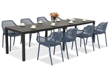 King Double/Aria antracita azul conjunto de muebles de jardín para 8 personas Bica