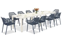 King Double/Aria conjunto de muebles de jardín blanco y azul para 10 personas Bica