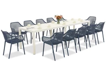 King Double/Aria conjunto de muebles de jardín blanco y azul para 12 personas Bica