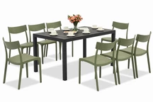 King/Provence conjunto de muebles de jardín verde antracita para 8 personas Bica