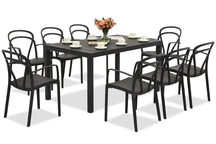 King/Vague antracita conjunto de muebles de jardín para 8 personas Bica