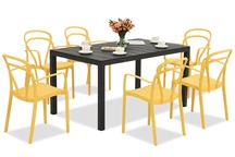 King/Vague antracita naranja conjunto de muebles de jardín para 6 personas Bica