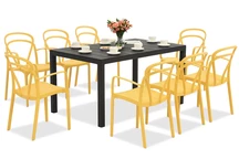 King/Vague antracita naranja conjunto de muebles de jardín para 8 personas Bica