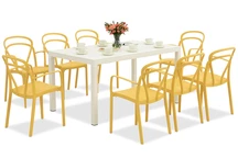 King/Vague conjunto de muebles de jardín blanco y naranja para 8 personas Bica