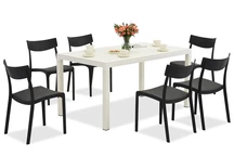 King/Provence conjunto de muebles de jardín blanco y antracita para 6 personas Bica