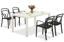 King/Vague Conjunto de muebles de jardín blanco y antracita para 4 personas Bica