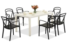 King/Vague Conjunto de muebles de jardín blanco y antracita para 6 personas Bica