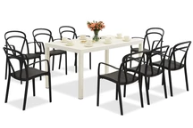 King/Vague Conjunto de muebles de jardín blanco y antracita para 8 personas Bica