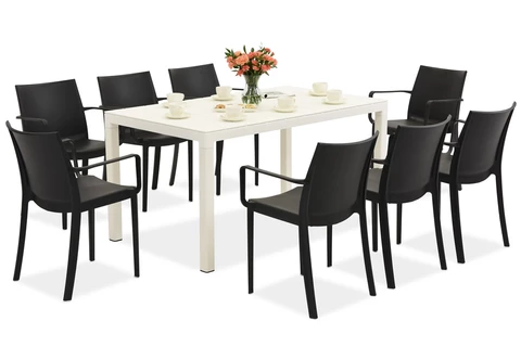 Conjunto de muebles de jardín King/Victoria blanco y antracita para 8 personas Bica