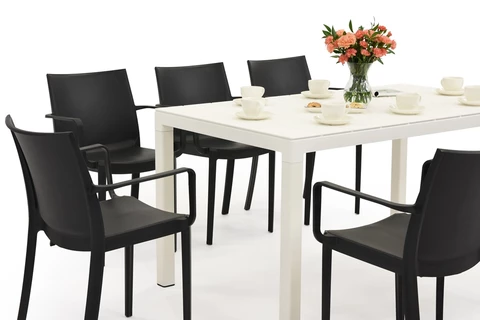 Conjunto de muebles de jardín King/Victoria blanco y antracita para 8 personas Bica