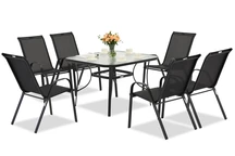 Mueble de jardín Modena negro para 6 personas con mesa cuadrada Garden Point
