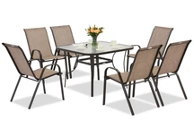 Mesa de jardín Modena marrón muebles para 6 con mesa cuadrada Garden Point